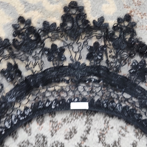 Vintage Nylon Beaded Shoulder Shawl Black - Picture 7 of 8